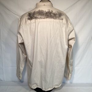 Terry Redlin Graphic Deer Scene Cream Button Down Shirt Men’s Size Large by LAL